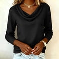thumbnail image 1 of Womens Cowl Neck Long Sleeve T Shirts Trendy Loose Fit Tops Causal Going out Tees, 1 of 4