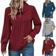 thumbnail image 1 of Womens Cowl Neck Sweater Knit Crochet Long Sleeve Shirts Fall Winter Thermal Warm Pullover Lightweight Tops Fashion, 1 of 5