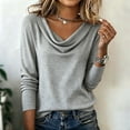 thumbnail image 1 of Womens Cowl Neck Sweater, Soft Knit Long Sleeve Pullover, Casual Winter Tops for Everyday Wear 2026 Gray L, 1 of 4