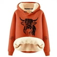 thumbnail image 1 of Womens Cozy Hoodies Thick Long Sleeve Highland Cattle Print Hooded Sweatshirt Fall Fashion Pullover Sweaters Winter Clothes, 1 of 4