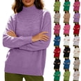 thumbnail image 1 of Womens Cozy Knit Sweater Solid Color Seamless Winter Semi-high Neck Knitted Pullover Long-sleeved Sweater Base Layer, 1 of 8
