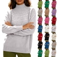 thumbnail image 1 of Womens Cozy Knit Sweater Solid Color Seamless Winter Semi-high Neck Knitted Pullover Long-sleeved Sweater Base Layer, 1 of 7