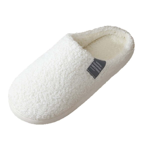 Womens Cozy Memory Foam Scuff Slippers Casual on Warm House Shoes Indoor/Outdoor Sandal Slippers with Arch Support Rubber Sole,Color:White,Size:10