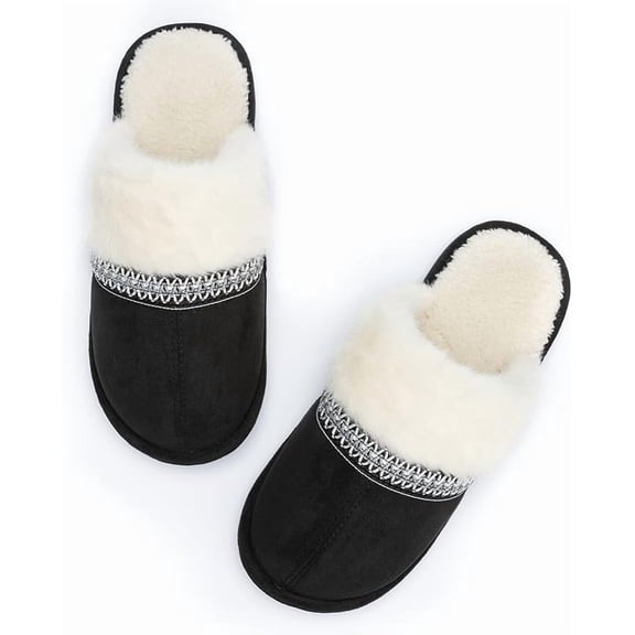 Womens Cozy Memory Foam Slippers Soft Warm Slip On Faux Fur House Slippers,Anti-Skid Rubber Sole,Creative Gifts for Women Mom Girlfriend