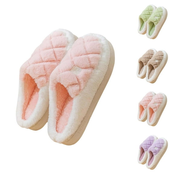Womens Cozy Slippers Fuzzy Plush Indoor Warm Design Cozy Women's Slippers Thick Sole Home Footwear Warm Shoes For Couples Indoor Comfort