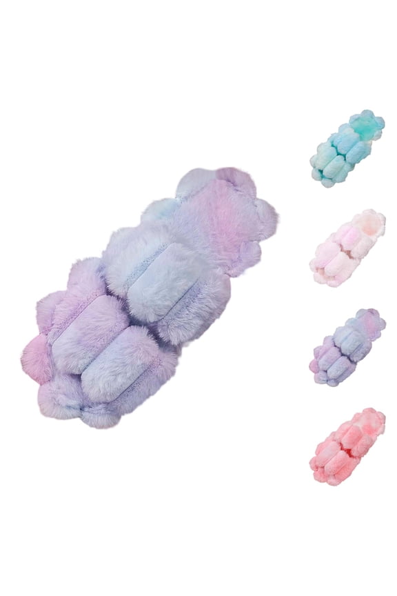 Womens Cozy Slippers Fuzzy Plush Warm Bedroom Slides New Double Bar Slippers Home Gradient Candy Color Indoor Ladies Slippers