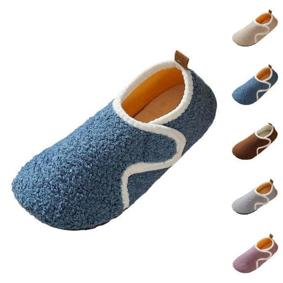 Womens Cozy Slippers Fuzzy Warm Non Bedroom Shoes Adult Men's And Women's Matching Home Shoes Suitable For Autumn And Winter With Thick Heels Soles And Soft Floor Socks Slippers