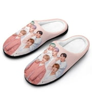 Womens Cozy Slippers Kpop BTS Warm Soft Plush Slipper Slip-on House Shoes for Home Indoor Outdoor