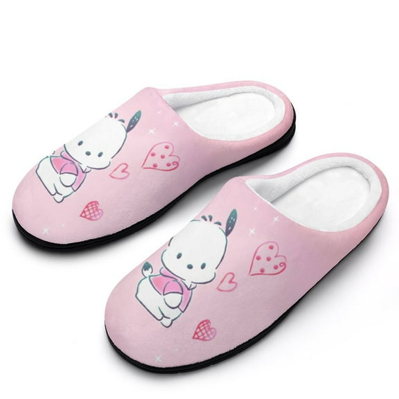 Womens Cozy Slippers Pochacco Warm Soft Plush Slipper Slip-on House Shoes for Home Indoor Outdoor