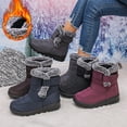 thumbnail image 1 of Womens Cozy Snow Boots Thick Heel Round Toe Thickened Velvet Short Boots Women Trendy Casual Outdoor Dressy Winter Warm Shoes Gray 8.5, 1 of 10
