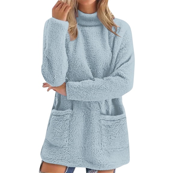 Womens Cozy Sweater, Yigetop Womens Winter Warm Sweater Casual Oversized Loose Pullover Sweater Tops Long Sleeve Crewneck Pullover Pull Over Sweaters Womens, Light Blue S