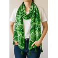 thumbnail image 1 of Womens Cozy Tassels Oblong Cotton Scarf Lightweight Shawls Wrap (Tropical Leaf/Green), 1 of 4