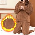 thumbnail image 1 of Womens Cozy Warm Velvet Fleece Lounge Pajama Sets 2 Piece Hoodie Sweatshirt Kangaroo Pockets Jogger Pants Y2k Sleepwear Fall Winter Casual Home Wear, Khaki, Free Size, 1 of 8