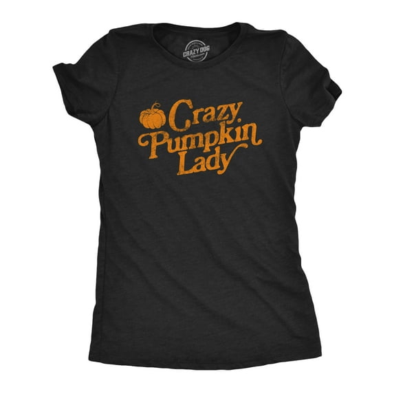 Womens Crazy Pumpkin Lady T Shirt Funny Halloween Fall Autumn Graphic Novelty Tee Womens Graphic Tees