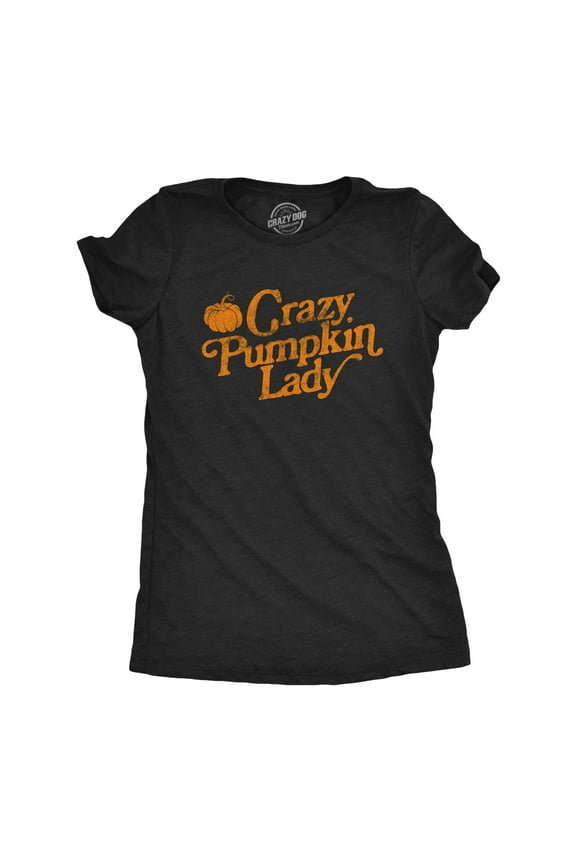 Womens Crazy Pumpkin Lady T Shirt Funny Halloween Fall Autumn Graphic Novelty Tee Womens Graphic Tees