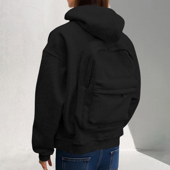Womens Creative Travel Hoodie with Zipper Backpack Lightweight Sweatshirt Casual Campus Pullover