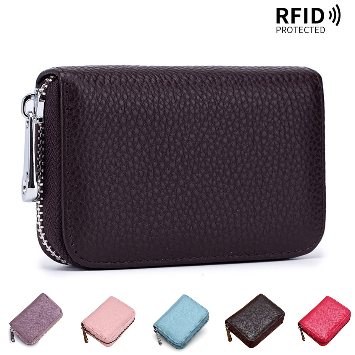 Womens Credit Card Holder Small Rfid Blocking Ladies Wallet with Zipper