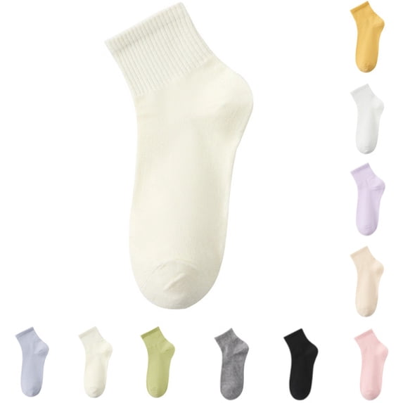 Womens Crew Ankle Socks Athletic Casual Cotton Socks for Women,Beige