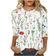 thumbnail image 1 of Womens Crew Neck 3/4 Sleeve Tops Basic Floral Print T-Shirts 2025 Summer Basic Tee Casual Tunic Top, 1 of 5