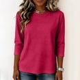 thumbnail image 1 of Womens Crew Neck 3/4 Sleeve Tops Casual T Shirts Fall Loose Fit Dressy Plain Basic Tops M, 1 of 6