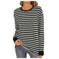 thumbnail image 1 of Womens Crew Neck Basic Top Cotton Print Loose Top T Shirt Long Sleeve Casual Cotton T Shirt, 1 of 1