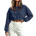 thumbnail image 1 of Womens Crew Neck Corduroy Cropped Sweatshirts Long Sleeve Loose Pullover, Oversized Tops Fall Winter Clothes for Ladies Blue S, 1 of 5