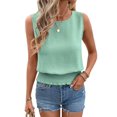 thumbnail image 1 of Womens Crew Neck Crop Tank Tops Cute Summer Sleeveless Smocked Tops Green XXL, 1 of 9