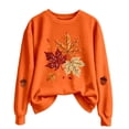 thumbnail image 1 of Womens Crew Neck Graphic Sweatshirts Trendy Maple Leaf Printed Long Sleeve Pullovers Causal Fall Loose Fit Tops Tshirts Orange XXL, 1 of 6
