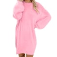 thumbnail image 1 of Womens Crew Neck Long Sleeve Spring Fall Dresses,Women Winter Sweater Knit Crewneck Warm Long Sleeve Casual Sweatshirts Dress Pink, 1 of 8