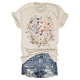 thumbnail image 1 of Womens Crew Neck Short Sleeve Fashion T Shirts Summer Oversize Floral Graphic Print Vintage Blouses Casual Cute Trendy Top, 1 of 2