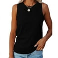 thumbnail image 1 of Womens Crew Neck Sleeveless Solid Color Casual Loose Fit Tee Summer Tank Tops, 1 of 1