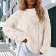 thumbnail image 1 of Womens Crew Neck Sweater Loose Pullover Tops (Beige XL), 1 of 4
