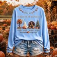 thumbnail image 1 of Womens Crew Neck Sweatshirt Long Sleeve "I'M READY FOR THE 'BER MONTHS" Pullover Tops Ghost Turkey Pumpkin Print Casual Loose Fall Tee Light Blue XXL, 1 of 4