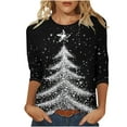 thumbnail image 1 of Womens Crew Neck Sweatshirt Xmas Christmas Tree Print Sweatshirt 2/3 Sleeve Shirts Tops Comfort Casual Merry Christmas Girls Clothes Pullover Sweater Blouses, 1 of 5