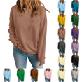 thumbnail image 1 of Womens Crew Neck Sweatshirts Long Sleeve Fall Casual Basic Pullover Loose Fit Top Sweatshirt Fashion Light Brown XL, 1 of 7