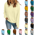 thumbnail image 1 of Womens Crew Neck Sweatshirts Long Sleeve Fall Casual Basic Pullover Loose Fit Top Sweatshirt Fashion Yellow 2XL, 1 of 4