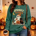thumbnail image 1 of Womens Crew Neck Sweatshirts Spooky Vibes Mummy Black Cat Pumpkin Graphic Vintage Y2K Pullover Streetwear Top Fall Winter Oversized Sweatshirts Dark Green M, 1 of 5