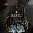 thumbnail image 1 of Womens Crew Neck Sweatshirts Vintage Witch Broom Print Long Sleeve Pullover Relaxed Fit Casual Halloween Fall Festival Tops Black L, 1 of 4