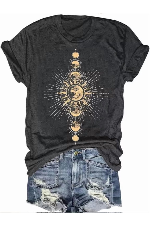 Womens Crew Neck T Shirts Vintage Cute Boho Flowers Short Sleeve Wildflower Tops