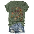 thumbnail image 1 of Womens Crew Neck T Shirts Vintage Cute Boho Flowers Short Sleeve Wildflower Tops, 1 of 1