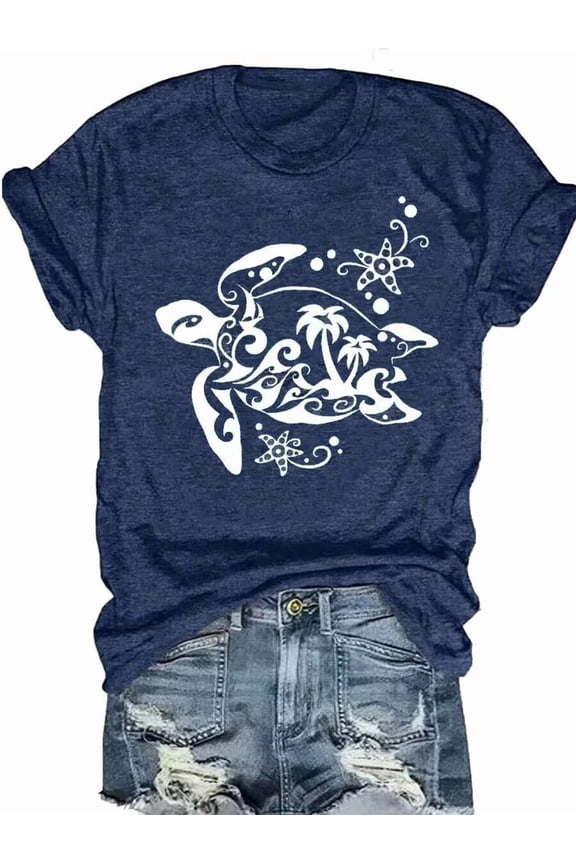 Womens Crew Neck T Shirts Vintage Cute Boho Flowers Short Sleeve Wildflower Tops