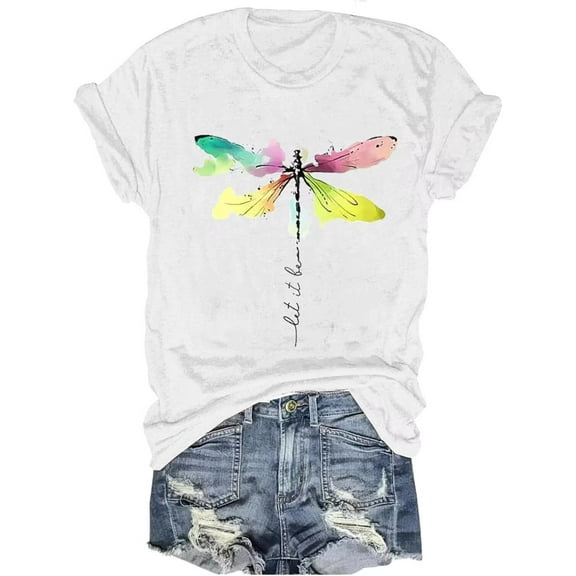 Womens Crew Neck T Shirts Vintage Cute Boho Flowers Short Sleeve Wildflower Tops