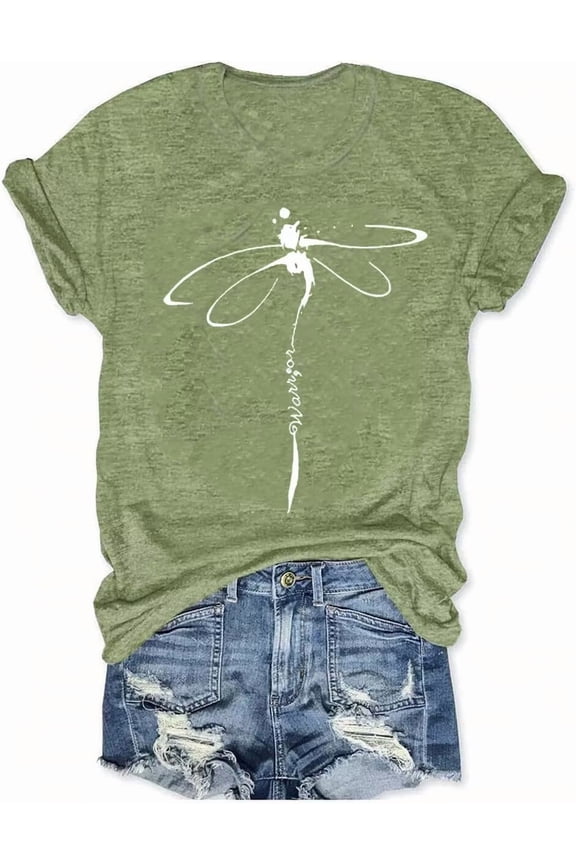 Womens Crew Neck T Shirts Vintage Cute Boho Flowers Short Sleeve Wildflower Tops