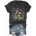 thumbnail image 1 of Womens Crew Neck T Shirts Vintage Cute Boho Flowers Short Sleeve Wildflower Tops, 1 of 1
