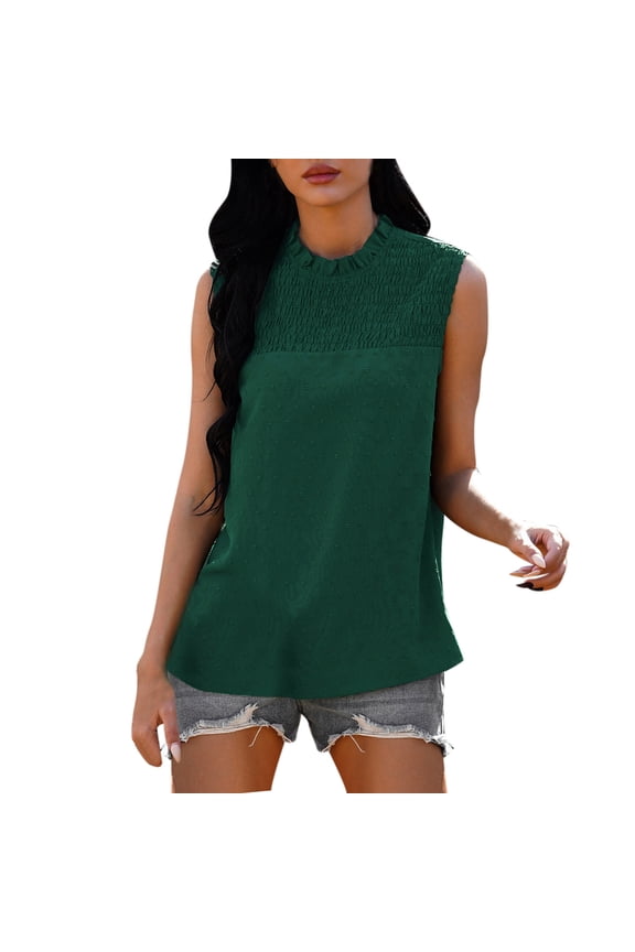 Womens Crew Neck Tank Top Slim Fit Solid Sleeveless Summer Basic Layering Undershirt Shell Top Soft Tee L