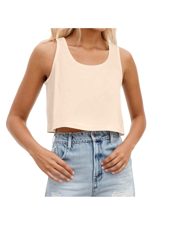 Womens Crew Neck Tank Top Solid Sleeveless Summer Basic Cami Vest Top Lightweight Soft T-Shirt Blouse Shell Tee XXL