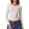 thumbnail image 1 of Womens Crew Neck s Long Sleeve Shirts Compression Tops High Stretch Buttery Soft Pairs With Jeans Or Skirts Travel Ready Staple Versatile Layering Staple, 1 of 4