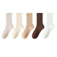 thumbnail image 1 of Womens Crew Socks 5 Pair Cotton Seamless Basic Mid Calf Socks Breathable Warm Bulk Ladies Socks Candy Color, Gray/Beige/Khaki/Coffee/White, 1 of 3