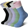 thumbnail image 1 of Womens Crew Socks Athletic Casual Cotton Long Socks Stripe Sport High Socks 5 Pairs, 1 of 6