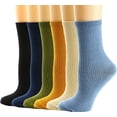 thumbnail image 1 of Womens Crew Socks, Casual Knit Cotton Comfy Breathable Cool Dress Socks for Girls 6Pairs, 1 of 7